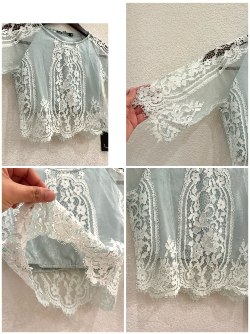 NWT For Love & Lemons Lace Two Piece Set Crop Top & Mini Skirt Boho Romantic XS - Picture 9 of 14